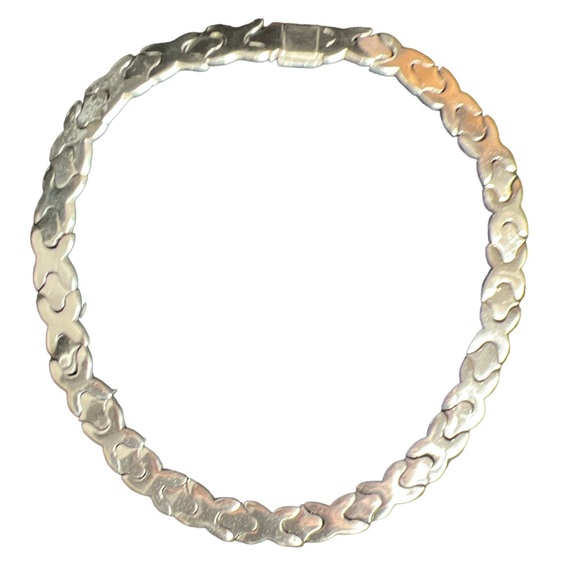 Mexican Jewelry - Mexican Sterling Silver Salvador Jualler Puzzle Collar Necklace Taxco 925 TJ-21